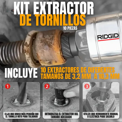 KIT EXTRACTOR DE TORNILLOS X10 PIEZAS + ENVÍO GRATIS Y REGALO 🎁
